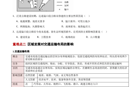 重难点11交通运输与中国新基建（原卷版）_2025年新高考资料_二轮复习_01高考语文等多个文件_2025年高三地理高考二轮复习专项提升_重点&middot;难点&middot;热点专练（分地区）_新高考通用