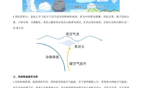 微专题雾、云、雨以及风的形成条件分析（原卷版）_2025年新高考资料_二轮复习_01高考语文等多个文件_2025年高三地理高考二轮复习专项提升_微专题集成讲练
