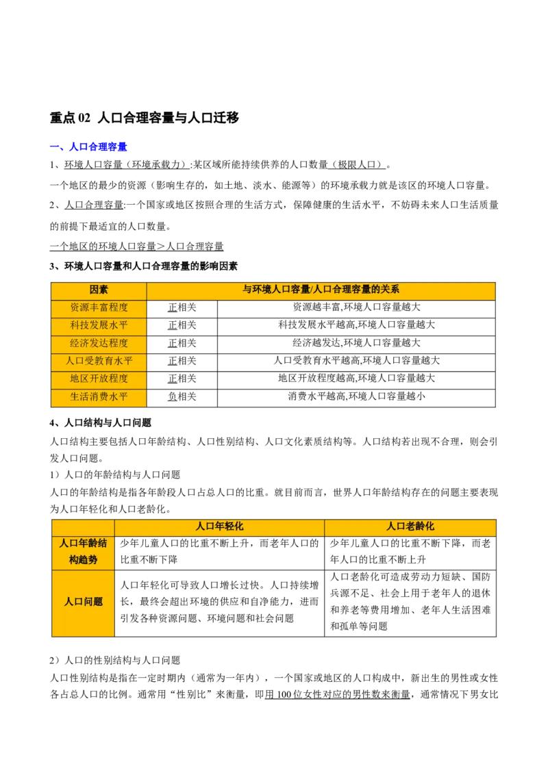 重难点11人口（原卷版）_2025年新高考资料_二轮复习_01高考语文等多个文件_2025年高三地理高考二轮复习专项提升_重点&middot;难点&middot;热点专练（分地区）_天津专用