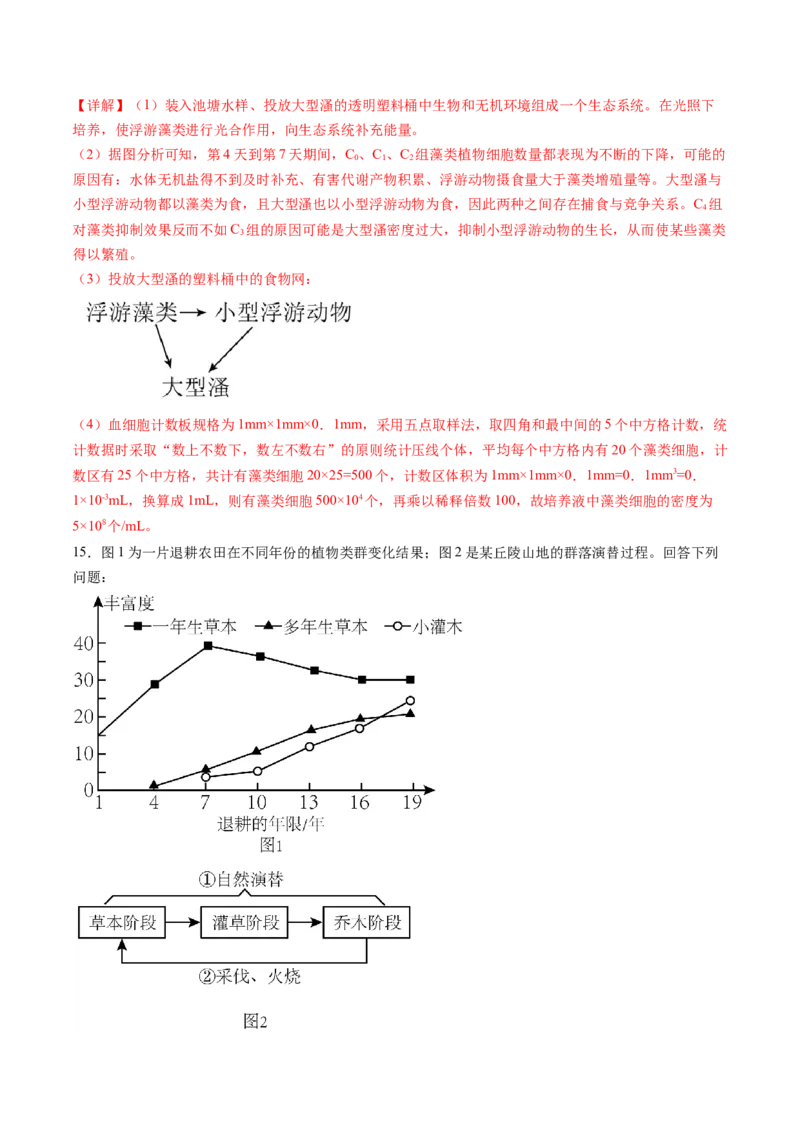 第34讲群落及其演替（练习）（解析版）_2024年新高考资料_1.2024一轮复习_2024年高考生物一轮复习讲练测（新教材新高考）