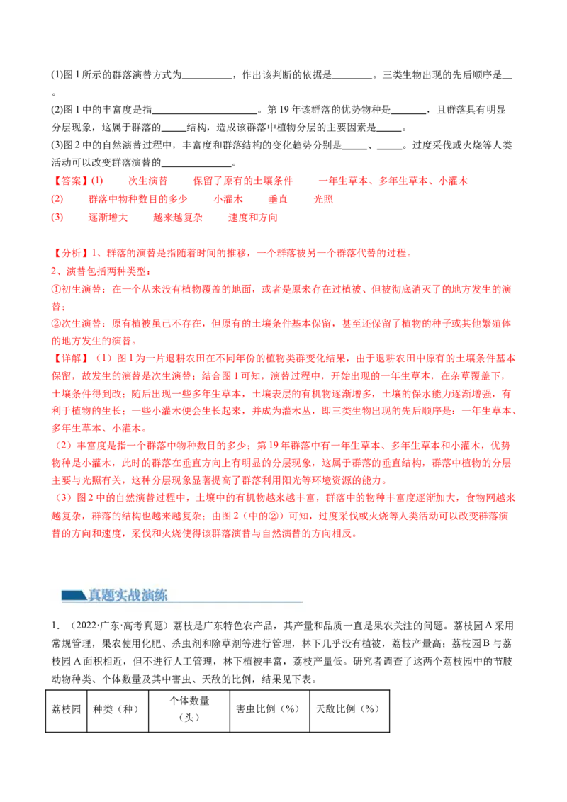 第34讲群落及其演替（练习）（解析版）_2024年新高考资料_1.2024一轮复习_2024年高考生物一轮复习讲练测（新教材新高考）