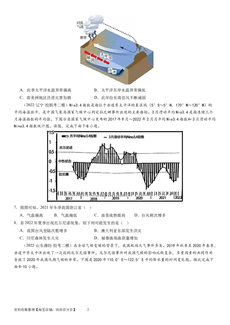 2024届高考一轮复习专题四地球上的水第十三讲海气相互作用与海洋异动（试卷版）_通用版（老高考）复习资料_2024年复习资料_完备战2024年高考地理一轮复习考点帮（全国通用）