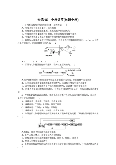 专练65　免疫调节(体液免疫)_通用版（老高考）复习资料_2023年复习资料_专项复习_2023《微专题&middot;小练习》&middot;生物