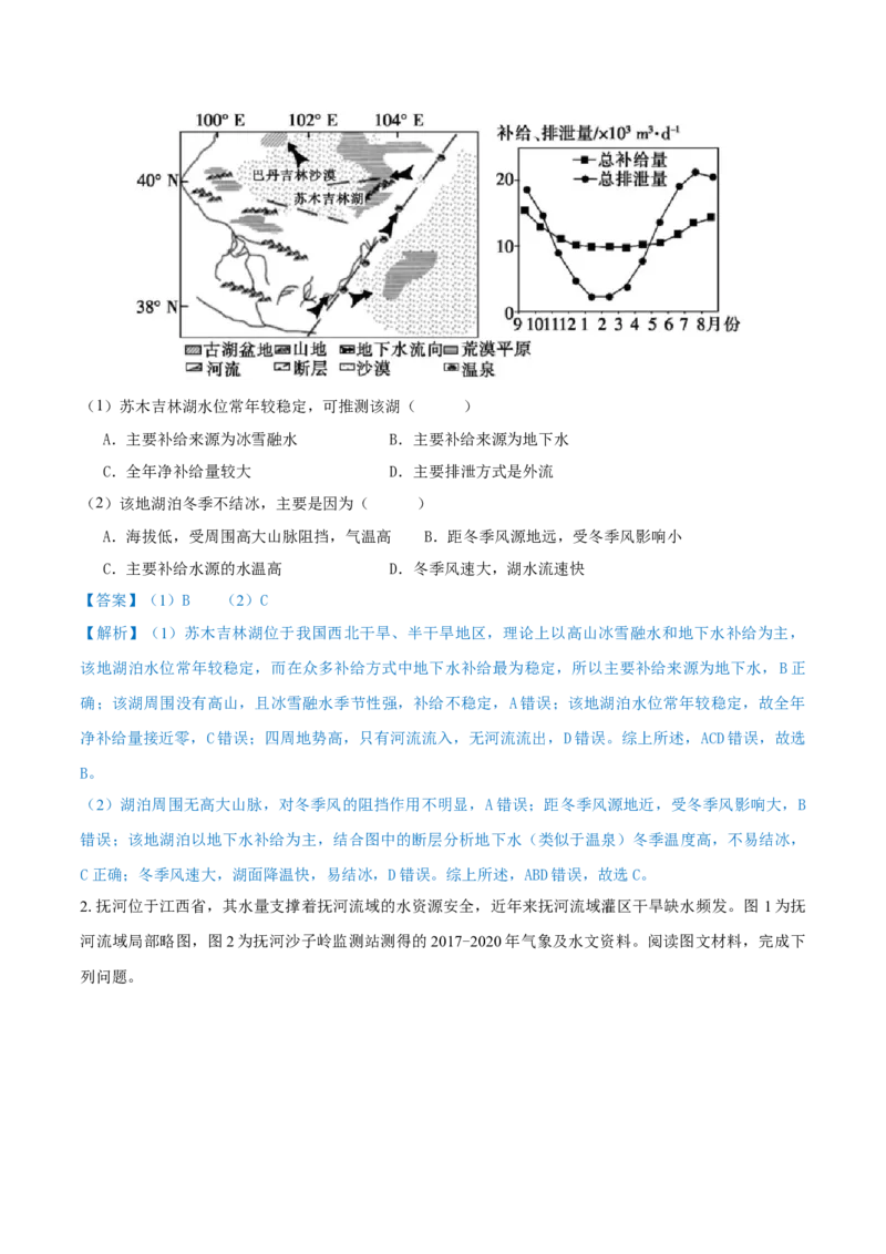 重难点专题06水体运动与环境、人类（原卷版）_2025年新高考资料_二轮复习_01高考语文等多个文件_2025年高三地理高考二轮复习专项提升_重点&middot;难点&middot;热点专练（分地区）_上海专用