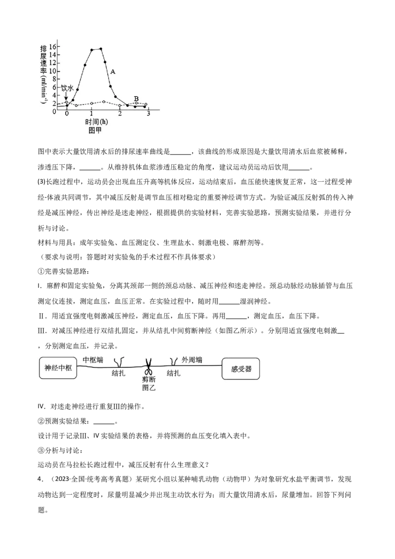 第31讲动物生命活动调节的综合分析（讲义）（学生版）_2024年新高考资料_1.2024一轮复习_2024年高考生物一轮复习讲练测（新教材新高考）
