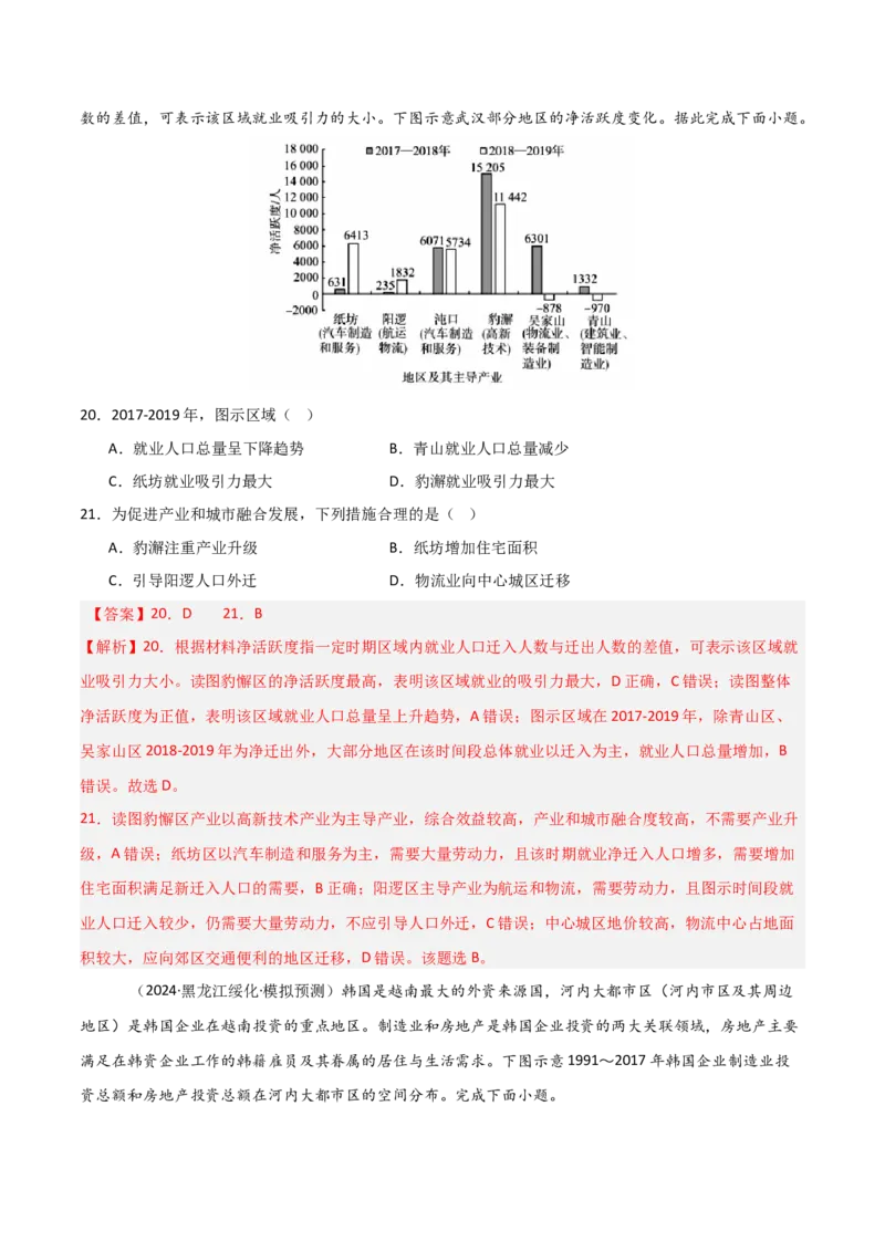 重难点12城镇化与乡村（解析版）_2025年新高考资料_二轮复习_2025年高三地理高考二轮复习专项提升（新高考通用）3405802_重点&middot;难点&middot;热点专练（分地区）_天津专用