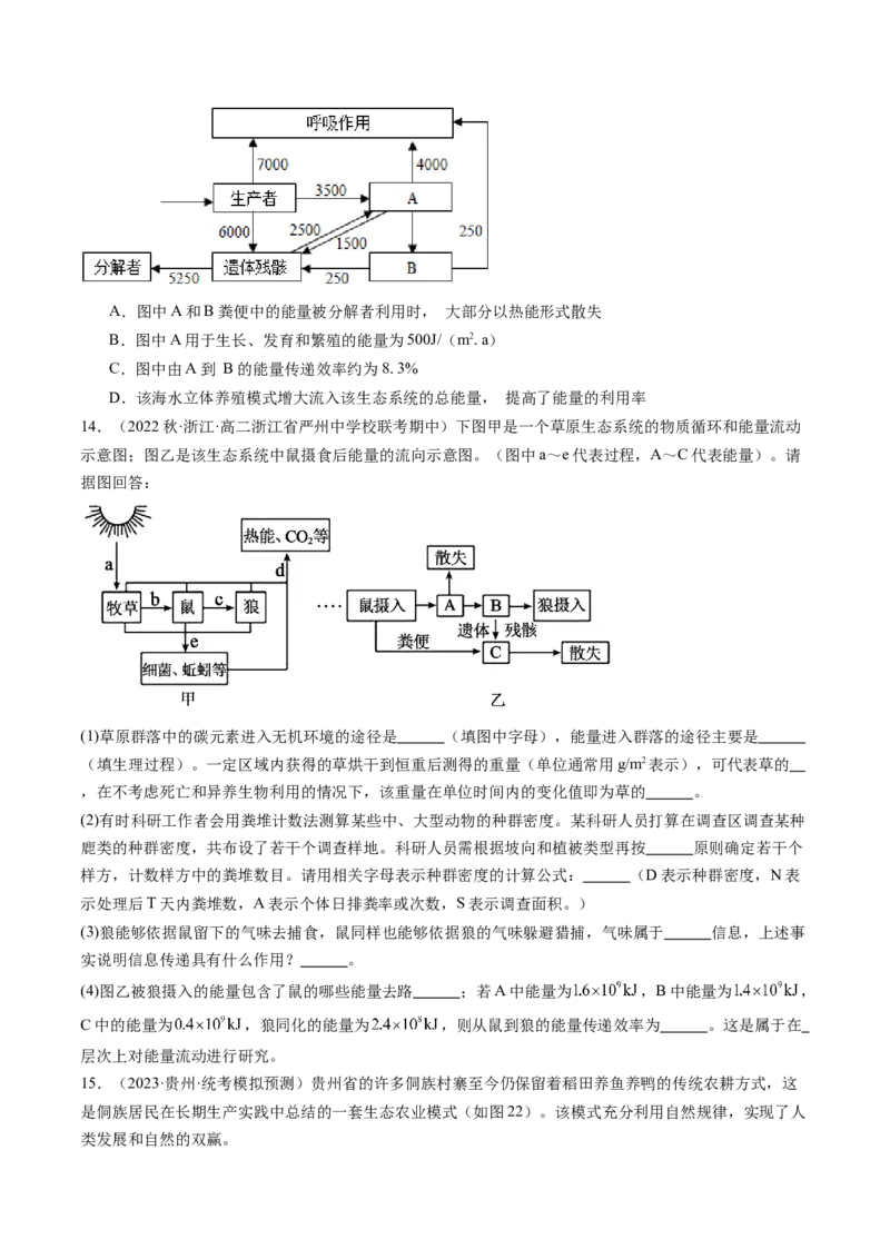 第36讲生态系统的功能（练习）（原卷版）_2024年新高考资料_1.2024一轮复习_2024年高考生物一轮复习讲练测（新教材新高考）