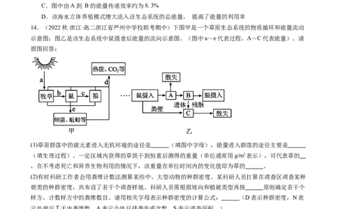 第36讲生态系统的功能（练习）（原卷版）_2024年新高考资料_1.2024一轮复习_2024年高考生物一轮复习讲练测（新教材新高考）