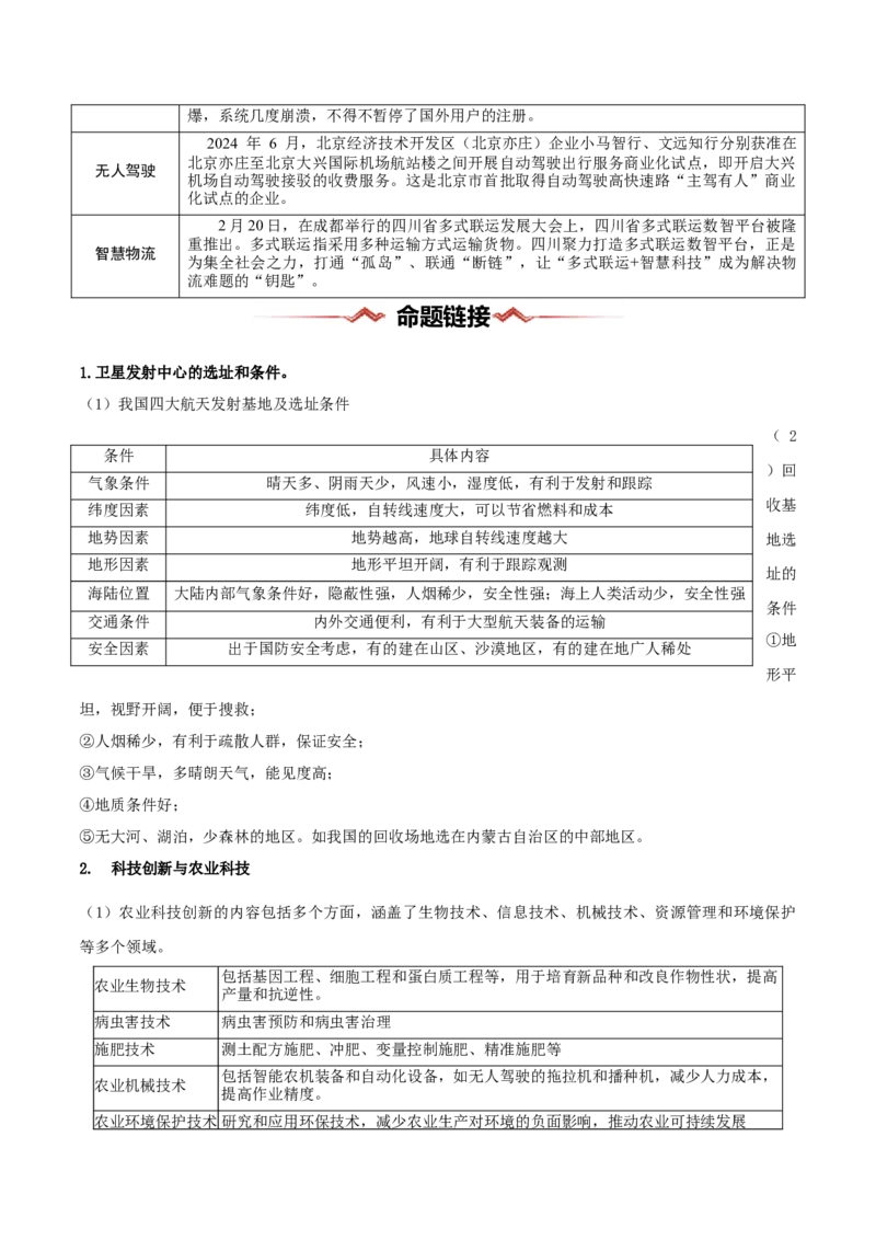 热点02科技-2025年高考地理热点&middot;重点&middot;难点（原卷版）_2025年新高考资料_二轮复习_01高考语文等多个文件_2025年高三地理高考二轮复习专项提升_重点&middot;难点&middot;热点专练（分地区）