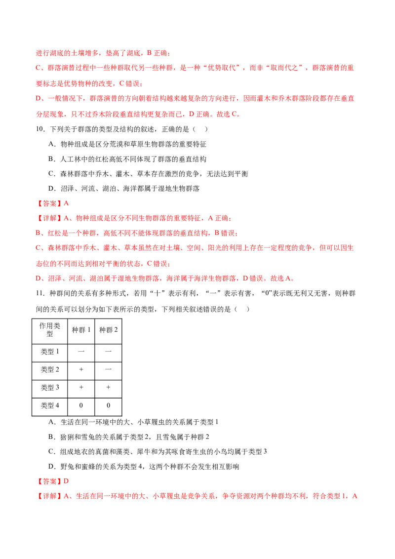 第14讲种群和群落（练习）（解析版）_2024年新高考资料_2.2024二轮复习_2024年高考生物二轮复习讲练测（新教材新高考）