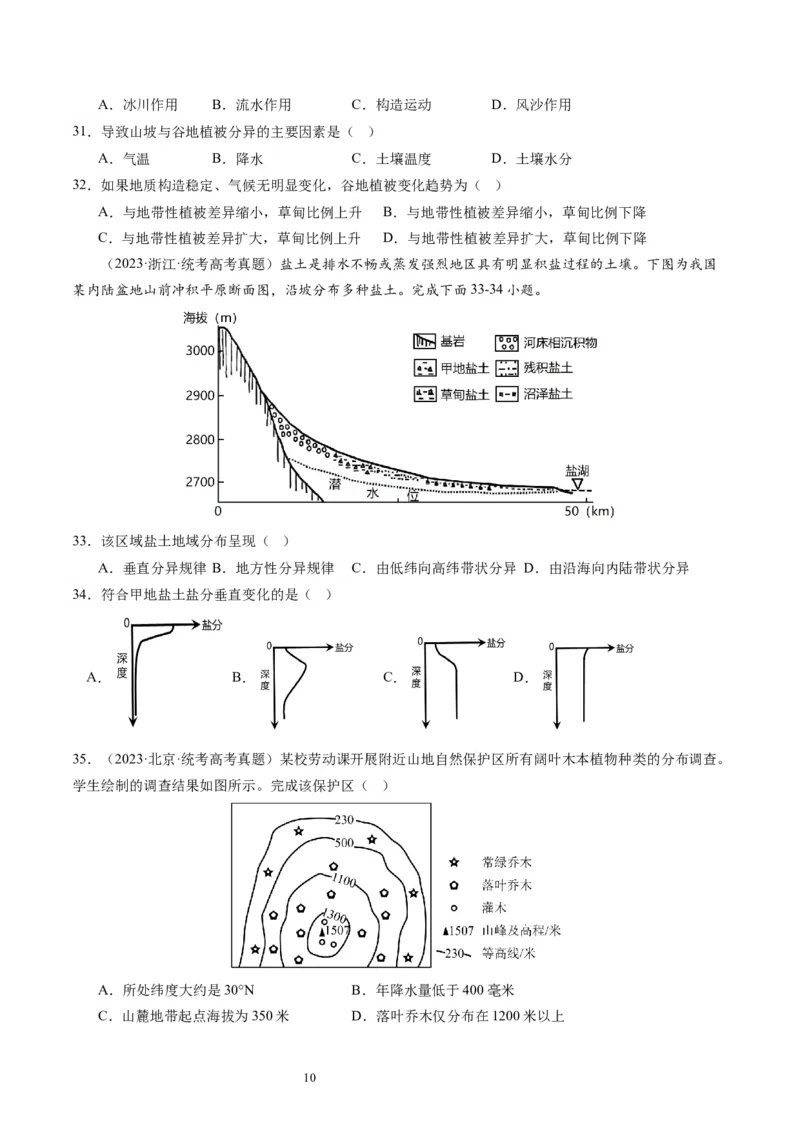 2024届高考一轮复习专题六地理环境的整体性和差异性第十九讲地理环境的差异性（试卷版）_通用版（老高考）复习资料_2024年复习资料_专题训练_19讲地理环境的差异性（专题训练）