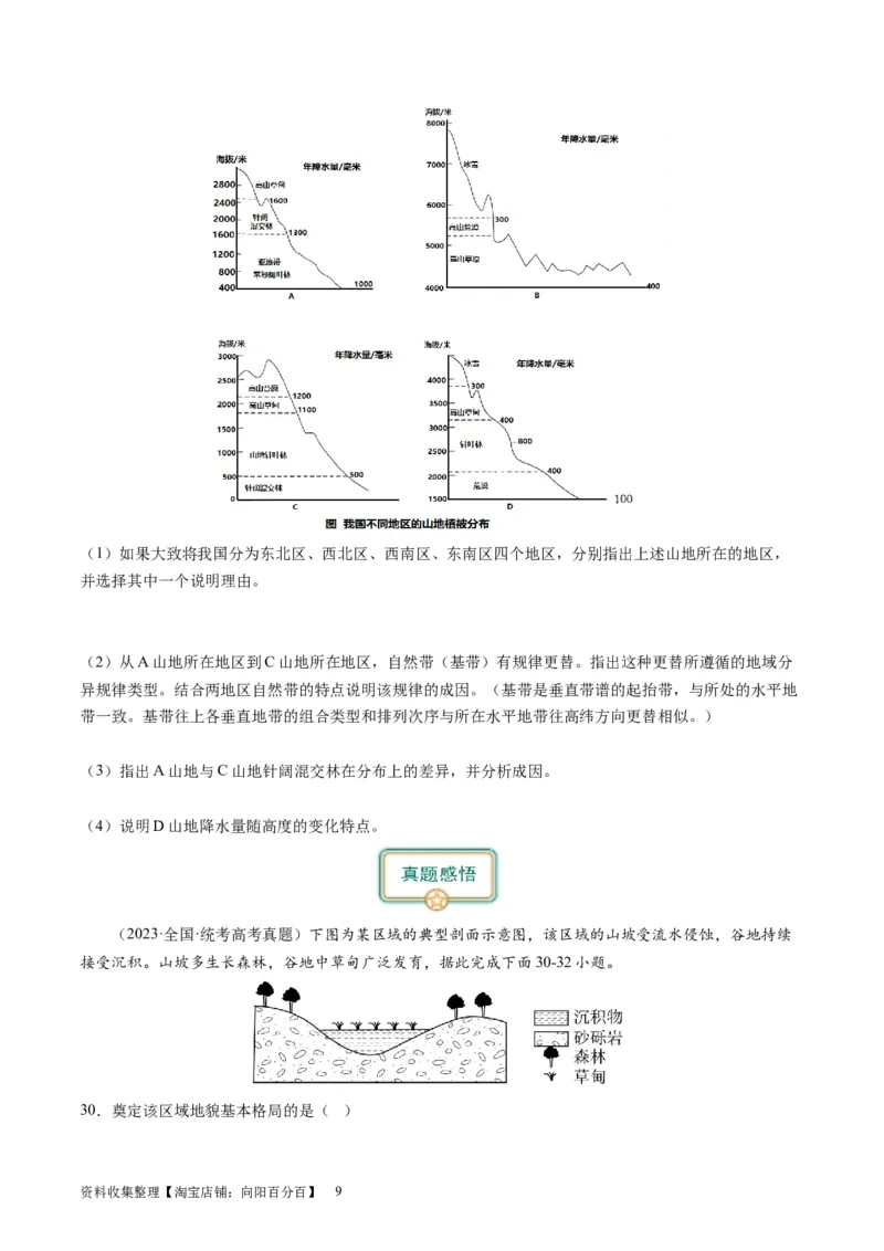2024届高考一轮复习专题六地理环境的整体性和差异性第十九讲地理环境的差异性（试卷版）_通用版（老高考）复习资料_2024年复习资料_专题训练_19讲地理环境的差异性（专题训练）