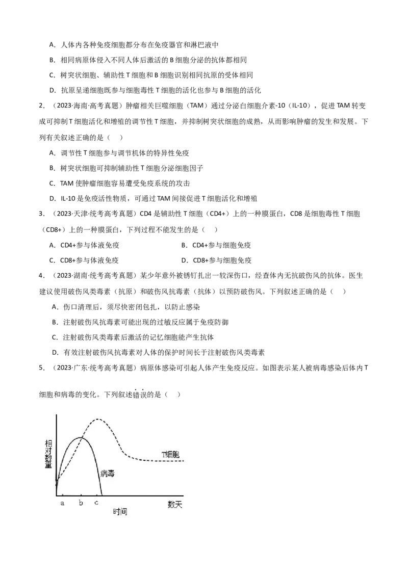第29讲免疫调节（讲义）（学生版）_2024年新高考资料_1.2024一轮复习_2024年高考生物一轮复习讲练测（新教材新高考）