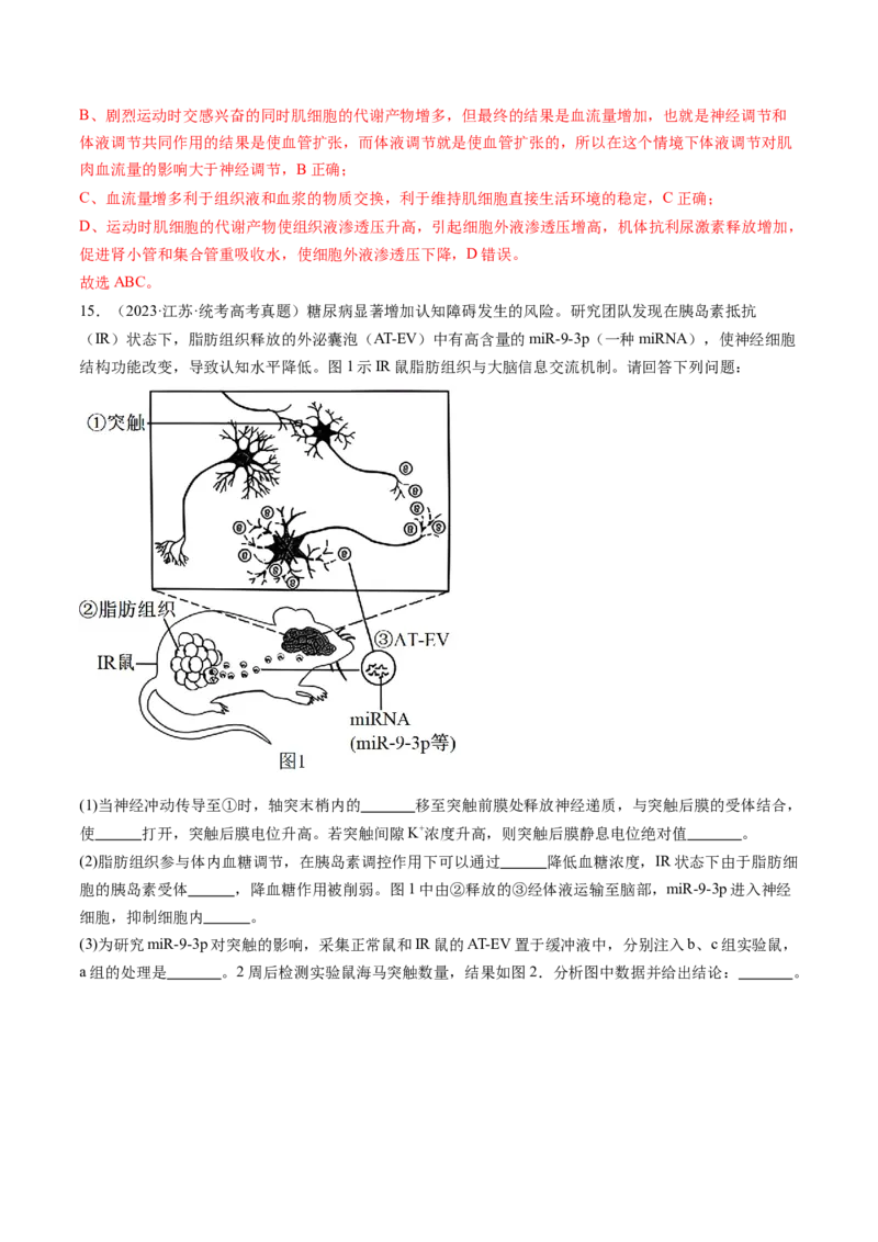 第28讲神经调节和体液调节的关系（练习）（解析版）_2024年新高考资料_1.2024一轮复习_2024年高考生物一轮复习讲练测（新教材新高考）