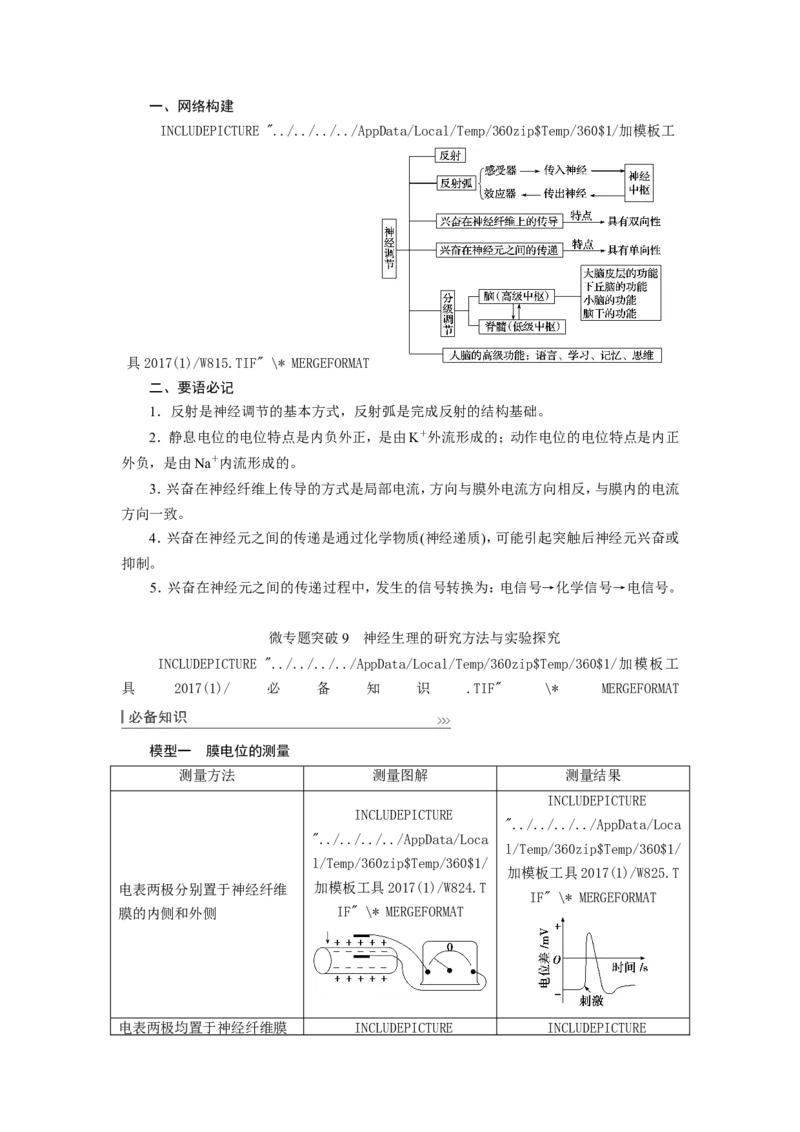 [12533099]高中生物一轮复习学案：第24讲　通过神经系统的调节_新高考复习资料_2023年新高考复习资料_一轮复习_精讲精练2023届新高考生物一轮复习学案