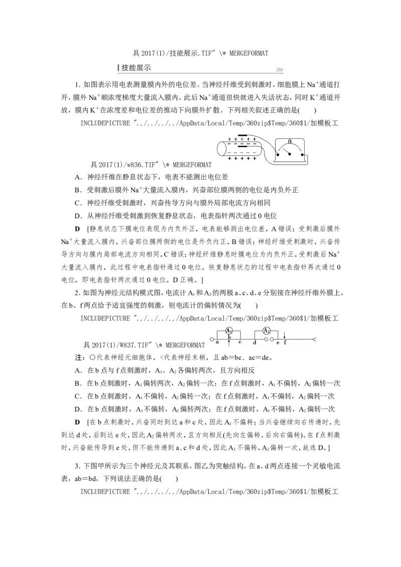 [12533099]高中生物一轮复习学案：第24讲　通过神经系统的调节_新高考复习资料_2023年新高考复习资料_一轮复习_精讲精练2023届新高考生物一轮复习学案