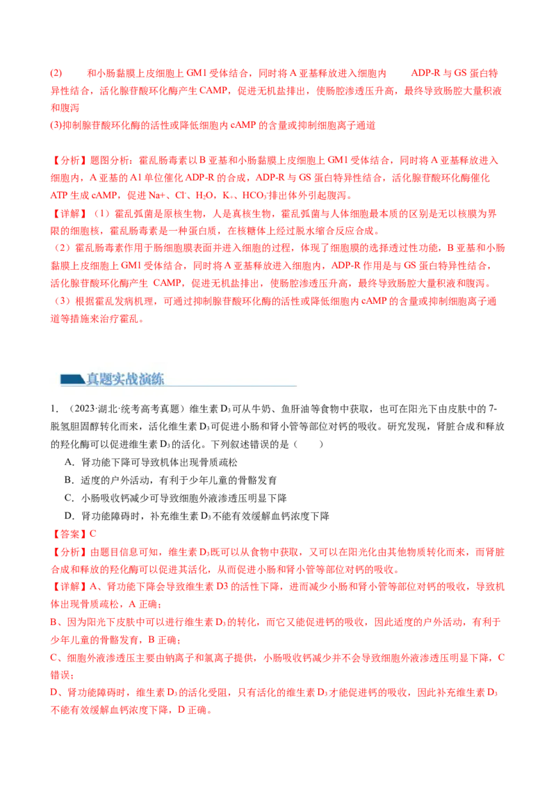 第25讲内环境与稳态（练习）（解析版）_2024年新高考资料_1.2024一轮复习_2024年高考生物一轮复习讲练测（新教材新高考）