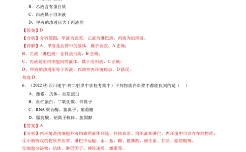 第25讲内环境与稳态（练习）（解析版）_2024年新高考资料_1.2024一轮复习_2024年高考生物一轮复习讲练测（新教材新高考）