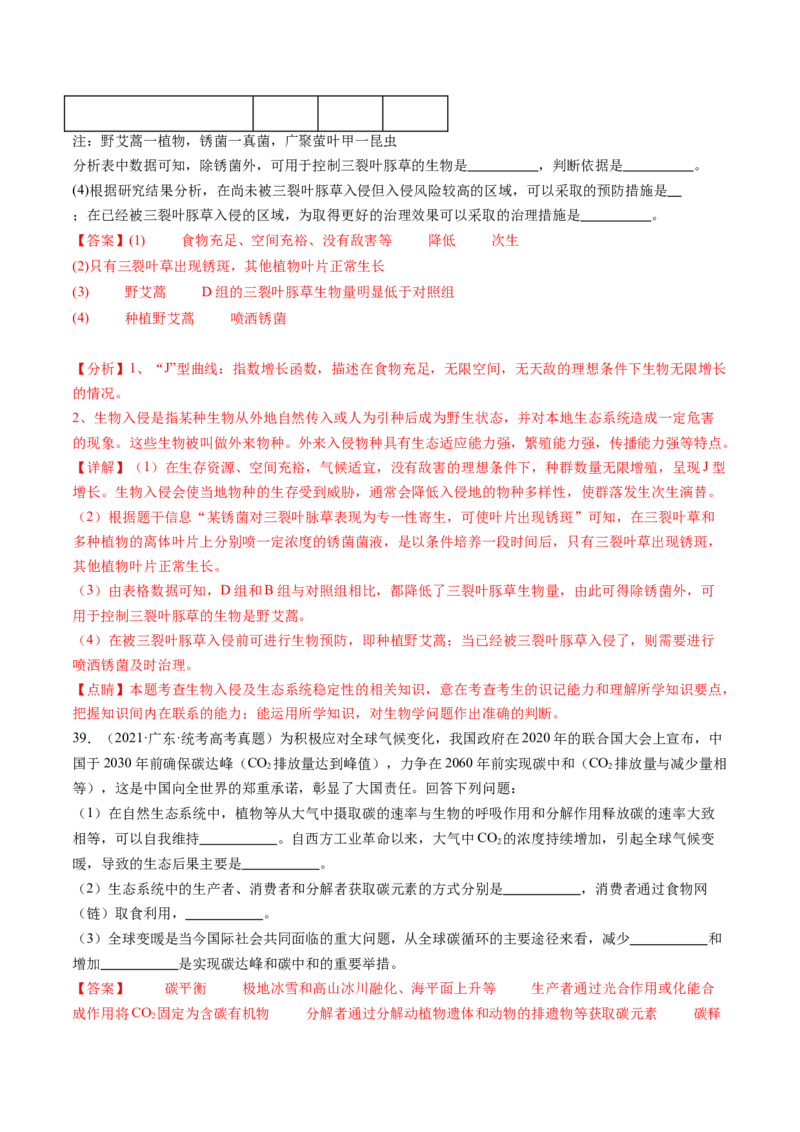 第37讲人与环境、生态工程（练习）（解析版）_2024年新高考资料_1.2024一轮复习_2024年高考生物一轮复习讲练测（新教材新高考）