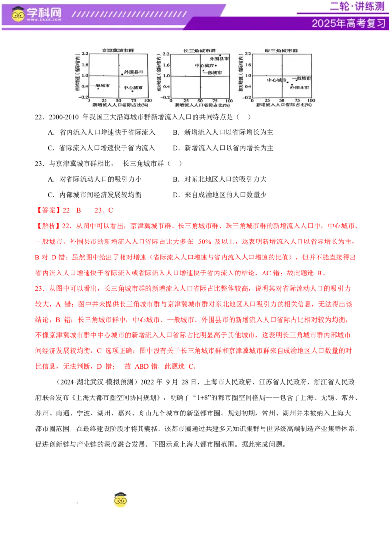 微专题人口新问题、传统文化和民居、城市群（练习）（解析版）_2025年新高考资料_二轮复习_上好课2025年高考地理二轮复习讲练测（新高考通用）3381954
