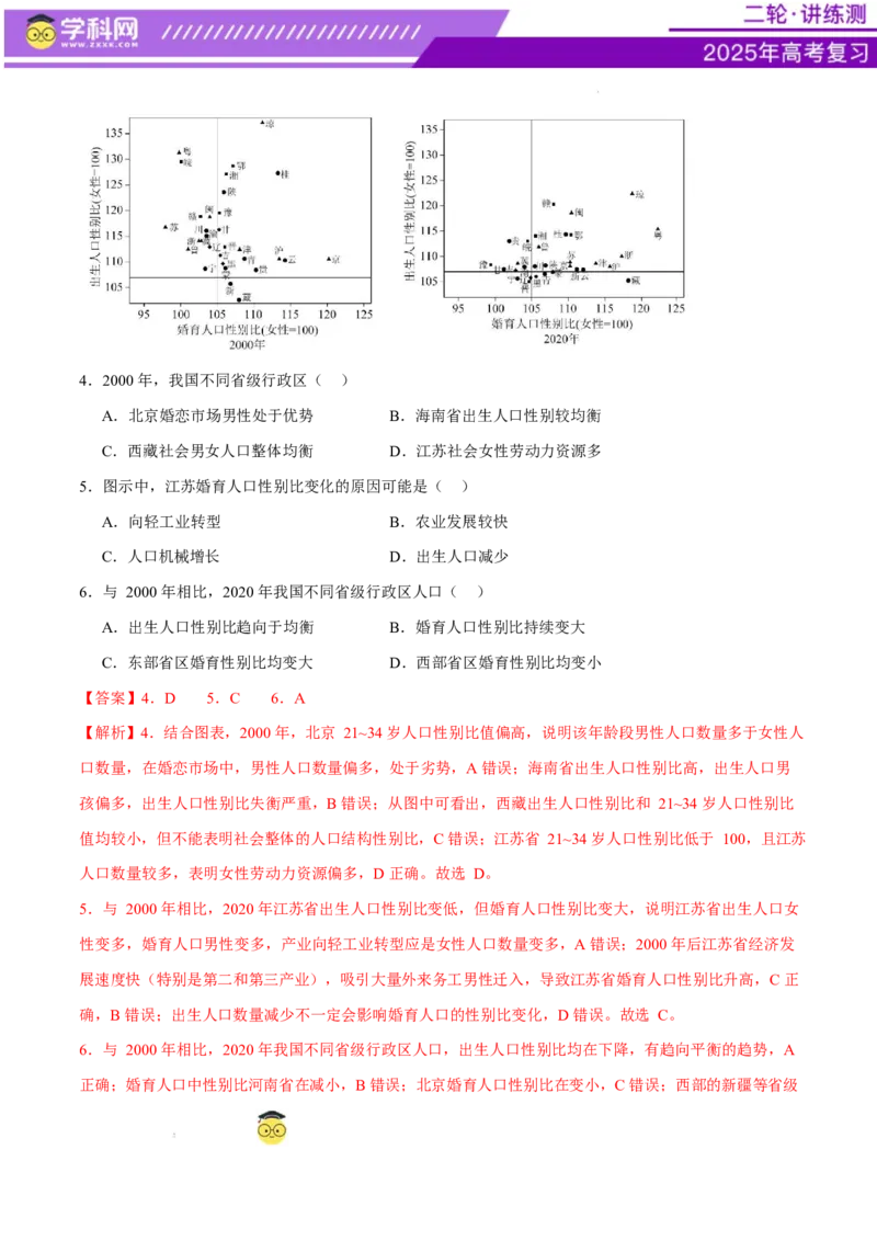 微专题人口新问题、传统文化和民居、城市群（练习）（解析版）_2025年新高考资料_二轮复习_上好课2025年高考地理二轮复习讲练测（新高考通用）3381954
