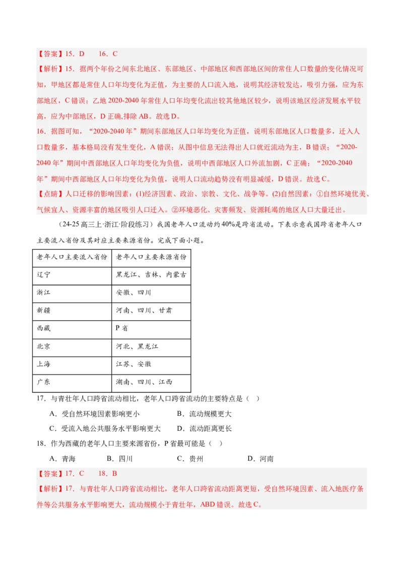 热点01人口热点问题（解析版）_2025年新高考资料_二轮复习_2025年高三地理高考二轮复习专项提升（新高考通用）3405802_重点&middot;难点&middot;热点专练（分地区）_浙江专用