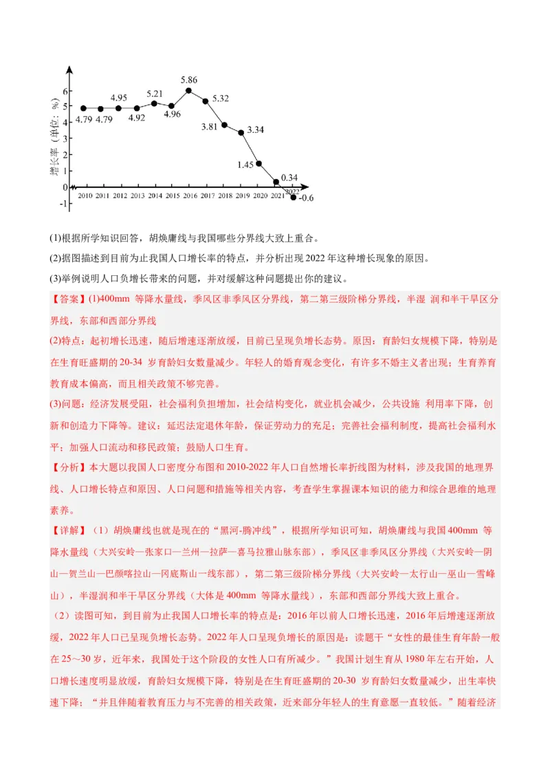 热点01人口热点问题（解析版）_2025年新高考资料_二轮复习_2025年高三地理高考二轮复习专项提升（新高考通用）3405802_重点&middot;难点&middot;热点专练（分地区）_浙江专用