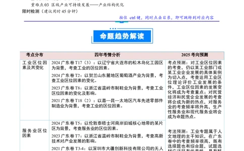 重难点10工业和服务业的可持续发展（原卷版）_2025年新高考资料_二轮复习_01高考语文等多个文件_2025年高三地理高考二轮复习专项提升_重点&middot;难点&middot;热点专练（分地区）_广东专用