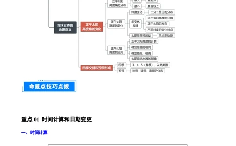 重难点01地球的运动（原卷版）_2025年新高考资料_二轮复习_2025年高三地理高考二轮复习专项提升（新高考通用）3405802_重点&middot;难点&middot;热点专练（分地区）_北京专用