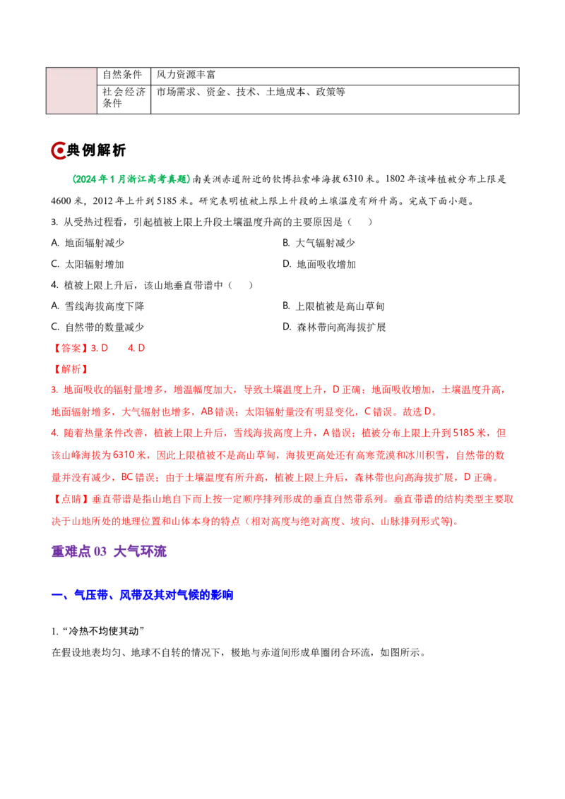 重难点02大气运动规律（浙江专用）（解析版）_2025年新高考资料_二轮复习_01高考语文等多个文件_2025年高三地理高考二轮复习专项提升_重点&middot;难点&middot;热点专练（分地区）_浙江专用