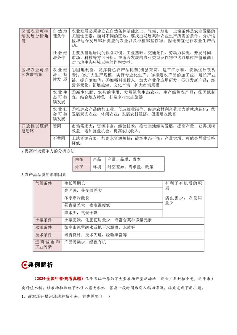 重难点09农业生产与粮食安全（解析版）_2025年新高考资料_二轮复习_2025年高三地理高考二轮复习专项提升（新高考通用）3405802_重点&middot;难点&middot;热点专练（分地区）_新高考通用