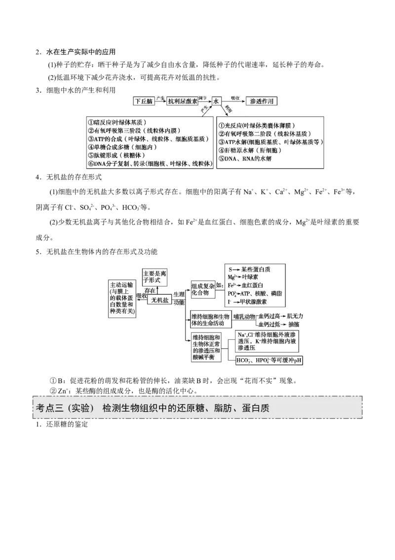 GKSW150_第2讲组成细胞的元素及无机化合物-备战2022年高考生物一轮复习精品讲义（人教版）(原卷版)_新高考复习资料_2022年新高考复习资料_备战2022新高考生物一轮复习精品讲义（人教版）