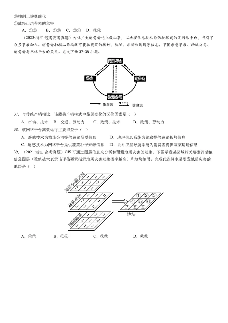 2024届高考一轮复习专题七自然灾害及其防治第二十一讲地理信息技术与防灾减灾（试卷版）_通用版（老高考）复习资料_2024年复习资料_专题训练