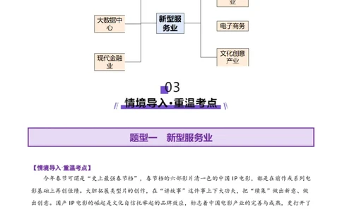微专题新型服务业（讲义）（原卷版）_2025年新高考资料_二轮复习_01高考语文等多个文件_2025年高三地理高考二轮复习专项提升_二轮讲义