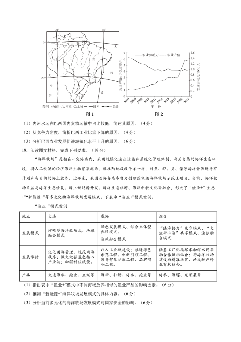 地理（甘肃卷）（考试版）_2025年新高考资料_二轮复习_2025年高三地理高考二轮复习专项提升（新高考通用）3405802_模拟试卷