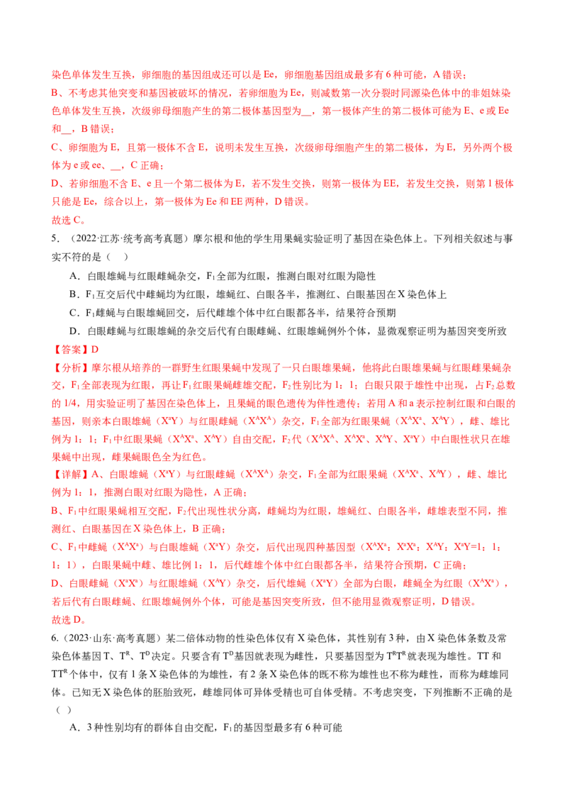 第18讲伴性遗传和人类遗传病（练习）（解析版）_2024年新高考资料_1.2024一轮复习_2024年高考生物一轮复习讲练测（新教材新高考）