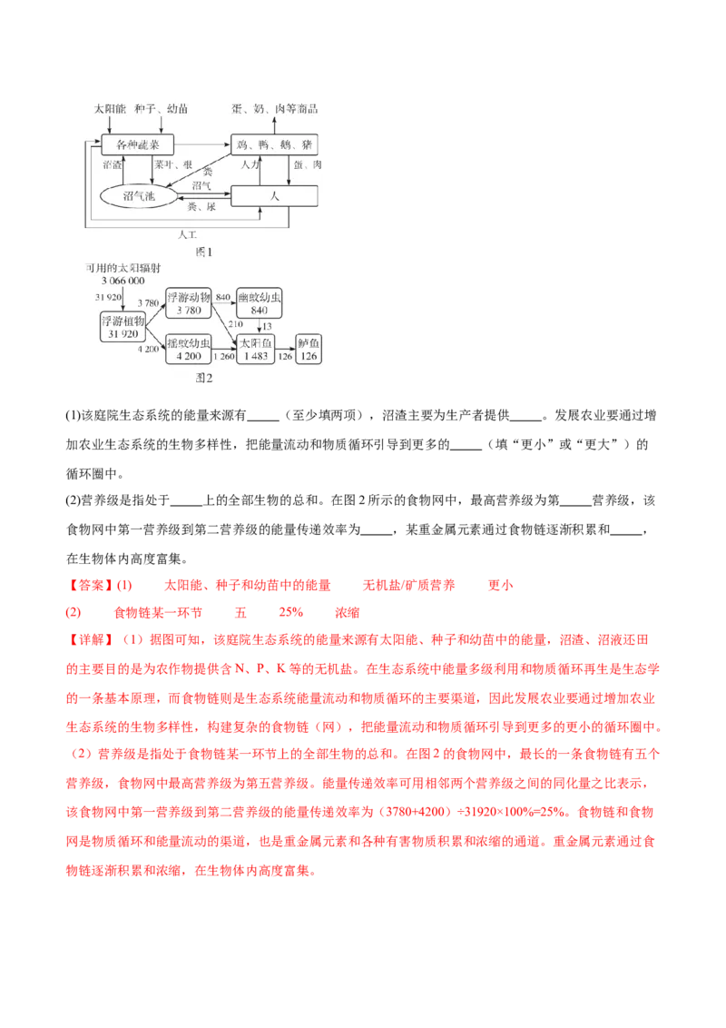第15讲生态系统及人与环境（练习）（解析版）_2024年新高考资料_2.2024二轮复习_2024年高考生物二轮复习讲练测（新教材新高考）