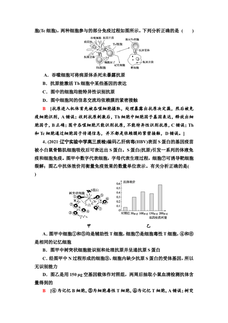 [13326515]备考2023生物课时分层作业28　免疫调节(含解析）_新高考复习资料_2023年新高考复习资料_专项复习_备考2023新高考生物课时分层作业