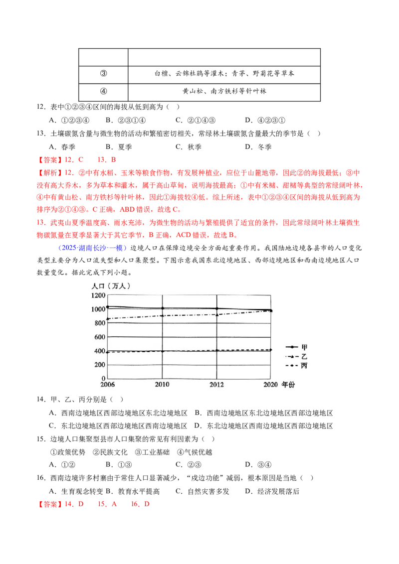 考前冲刺&mdash;&mdash;选择题压轴特训02（解析版）_2025年新高考资料_二轮复习_01高考语文等多个文件_2025年高三地理高考二轮复习专项提升_题型专练