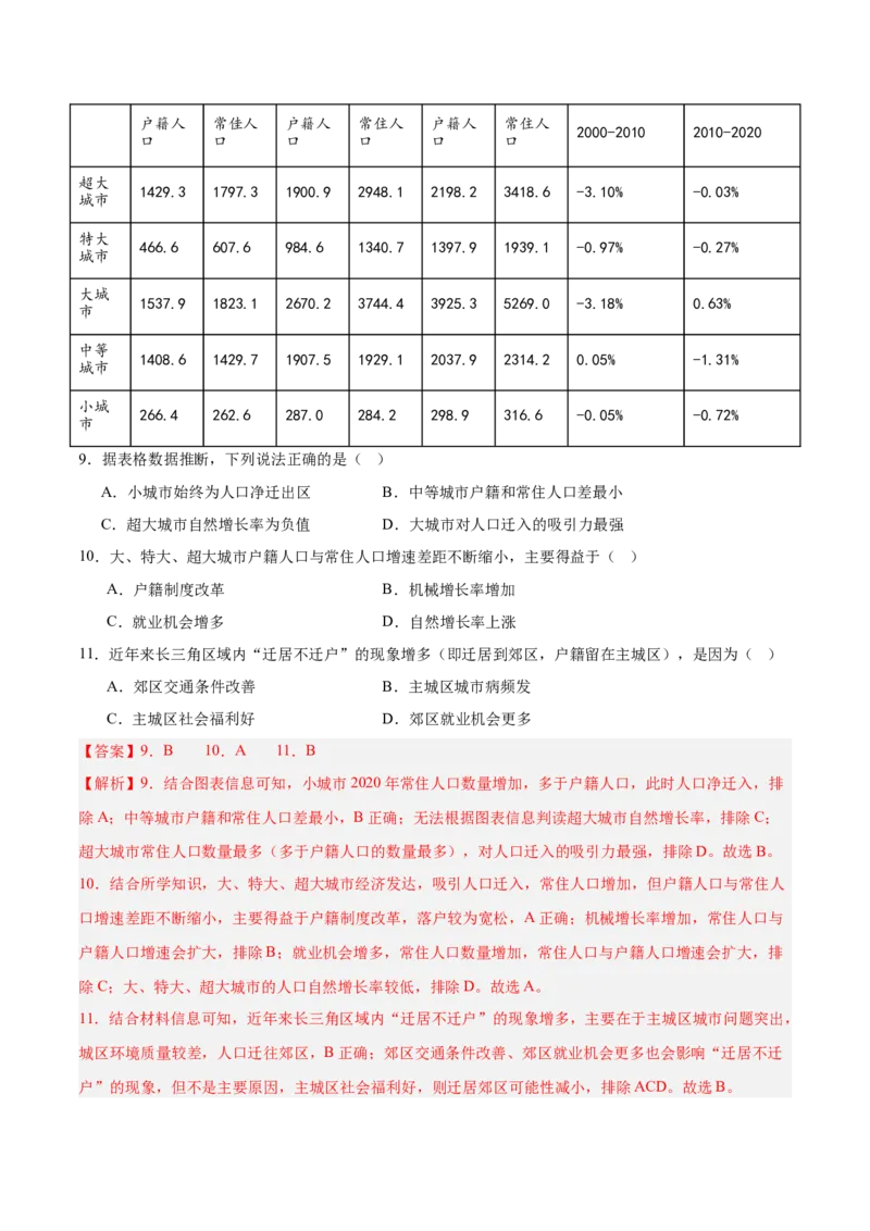 重难点09人口可持续发展（解析版）_2025年新高考资料_二轮复习_01高考语文等多个文件_2025年高三地理高考二轮复习专项提升_重点&middot;难点&middot;热点专练（分地区）_江苏专用