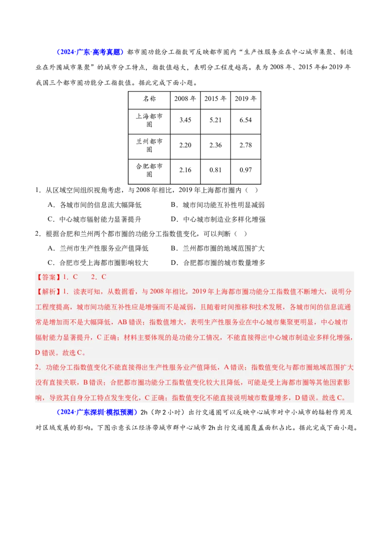 重难点08城镇与乡村发展（解析版）_2025年新高考资料_二轮复习_01高考语文等多个文件_2025年高三地理高考二轮复习专项提升_重点&middot;难点&middot;热点专练（分地区）_广东专用