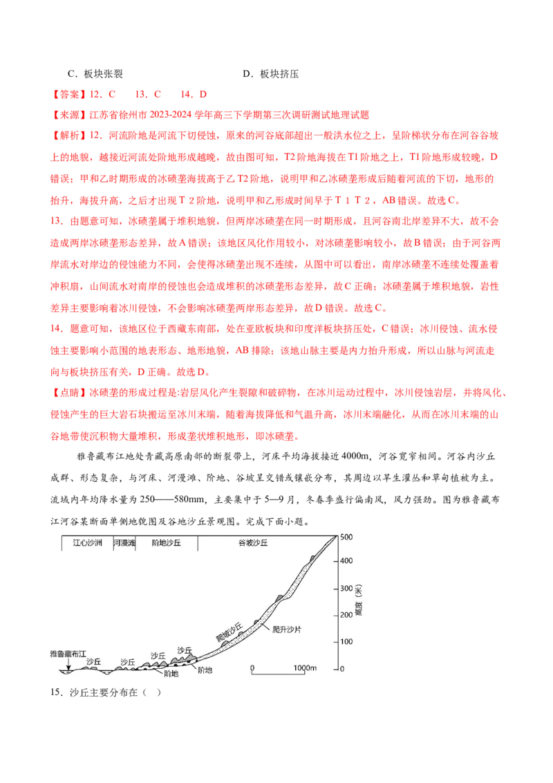 重难点07地表形态变化（解析版）_2025年新高考资料_二轮复习_2025年高三地理高考二轮复习专项提升（新高考通用）3405802_重点&middot;难点&middot;热点专练（分地区）