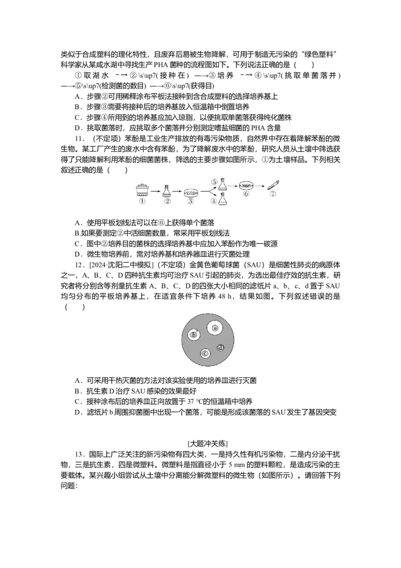 2025届高中生物学一轮复习检测案39　微生物的培养技术及应用（含解析）_2025年新高考资料_一轮复习_2025届高中生物学一轮复习分层复习检测(含解析)