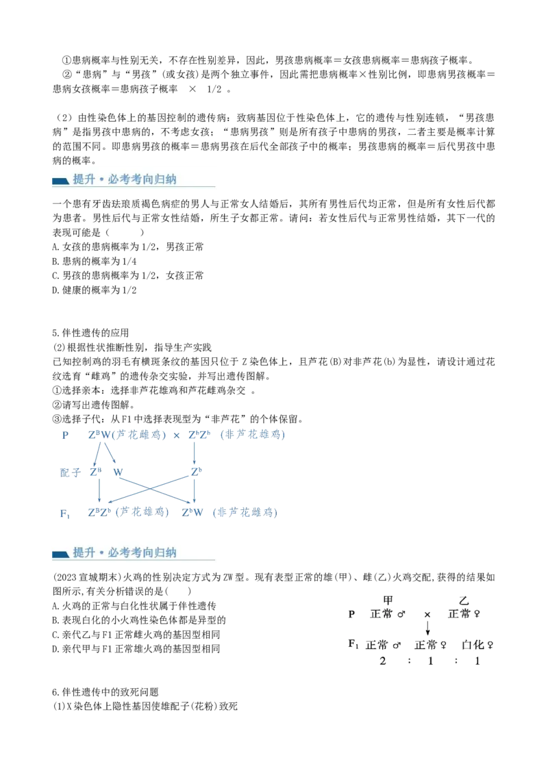 第18讲伴性遗传和人类遗传病（讲义）（学生版）_2024年新高考资料_1.2024一轮复习_2024年高考生物一轮复习讲练测（新教材新高考）