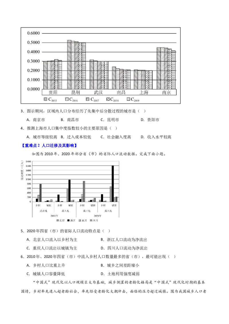 重难点10人口（原卷版）_2025年新高考资料_二轮复习_01高考语文等多个文件_2025年高三地理高考二轮复习专项提升_重点&middot;难点&middot;热点专练（分地区）