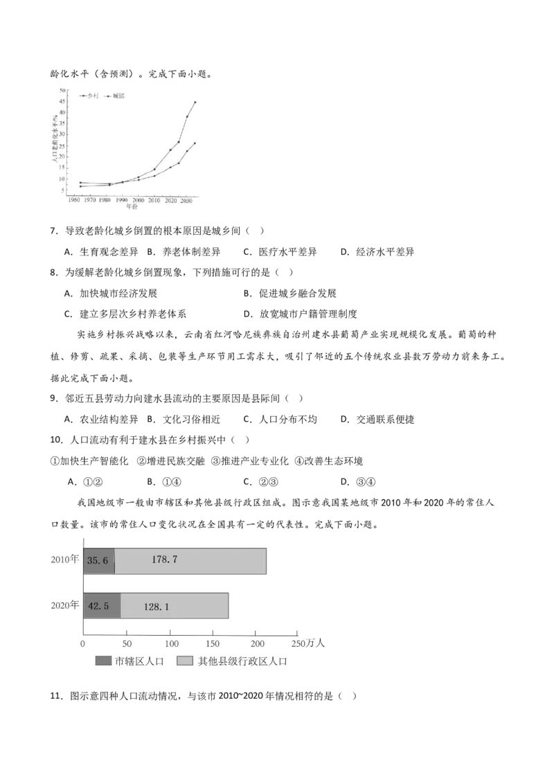 重难点10人口（原卷版）_2025年新高考资料_二轮复习_01高考语文等多个文件_2025年高三地理高考二轮复习专项提升_重点&middot;难点&middot;热点专练（分地区）