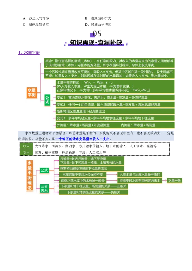 微专题水量平衡（讲义）（原卷版）_2025年新高考资料_二轮复习_01高考语文等多个文件_上好课2025年高考地理二轮复习讲练测（新高考通用）_第一部分专题突破