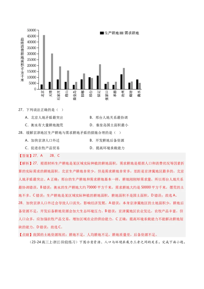 重难点07人口与地理环境（浙江专用）（解析版）_2025年新高考资料_二轮复习_2025年高三地理高考二轮复习专项提升（新高考通用）3405802_重点&middot;难点&middot;热点专练（分地区）_浙江专用
