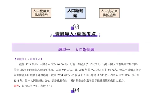 微专题人口新问题（讲义）（原卷版）_2025年新高考资料_二轮复习_上好课2025年高考地理二轮复习讲练测（新高考通用）3381954