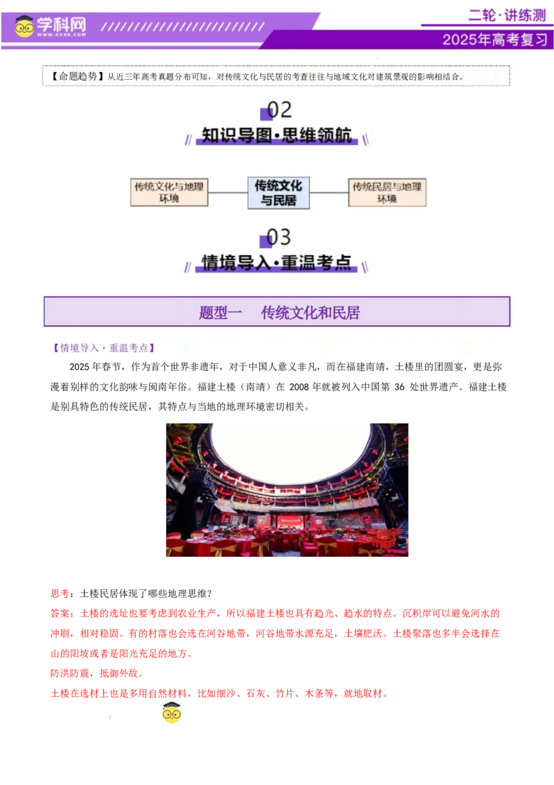 微专题传统文化和民居（讲义）（解析版）_2025年新高考资料_二轮复习_上好课2025年高考地理二轮复习讲练测（新高考通用）3381954